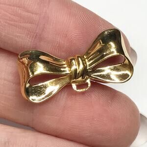 Vintage 12K GF Gold Filled Van Dell Signed Bow Pin Brooch Loop To Hang Charms